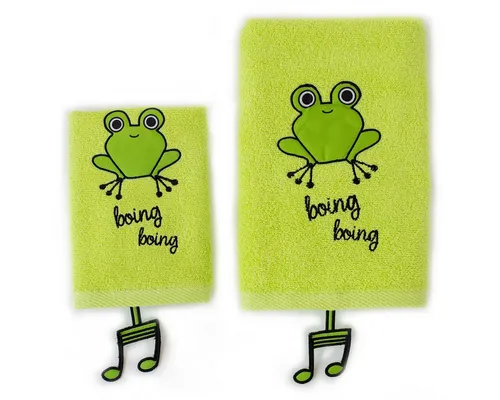 MILK&MOO Duschtuch Milk&Moo Cacha Frog Kinder Handtuch 2er Set, (1-St)