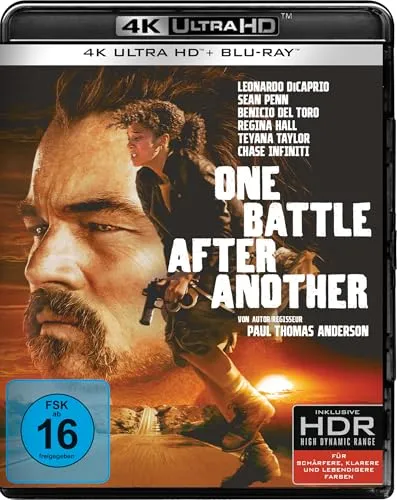 One Battle After Another (4K-UHD) [Blu-ray] – Spannende Action - Erleben Sie packende Schlachten in atemberaubender 4K-UHD-Qualität. Ideal für Filmfans ab 16 Jahren, die hochwertige Unterhaltung suchen.
