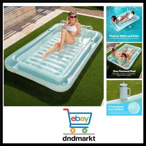 Sloosh 85" x 57" Aufblasbarer Sonnenpool - Swimmingpool-Flöße – Extragroßer Sonnenliegepool mit abnehmbarem Kissen, ideal für bis zu 2 Personen, aus strapazierfähigem PVC für maximalen Komfort und Sommervergnügen.