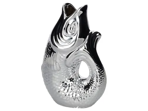 Giftcompany Monsieur Carafon Vase/Karaffe Fisch S – Silber 1,2l - Dekovase mit einzigartigem Fisch-Design und elegantem Silber-Finish, ideal für Blumen oder Getränke und ein echter Blickfang in jedem Wohnstil.