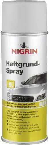 Nigrin Haftgrund 400ml – Schnelltrocknender Spezialgrundierer - Universeller Haftgrund für metallische und poröse Oberflächen. Garantiert schnelltrocknend und wetterfest – schützt zuverlässig vor Korrosion und Steinschlag. Ideal für verschiedene Materialien wie Metall, Holz und Beton.