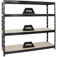 PROREGAL® Schwerlastregal Profi Rhino 180x200x60 cm, 500kg Traglast - Schwerlastregal für extreme Anwendungen mit 500kg Traglast pro Fachboden. Ideal für Werkstatt und Lager, einfache Steckmontage ohne Werkzeug.