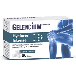 GELENCIUM Hyaluron Intense hochdosiert Vitamin C - Nahrungsergänzungsmittel mit 500 mg Hyaluronsäure und hochdosiertem Vitamin C für eine gesunde Haut und optimale Feuchtigkeit. Ideal für langfristigen Verzehr.