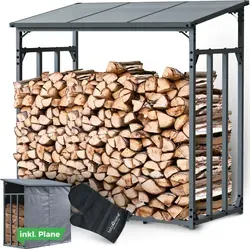 holz4home Kaminholzunterstand Metall M (1.4RM 2SRM) - Aschesauger - Robuster Kaminholzunterstand in Größe M, ideal für eine ordentliche und stilvolle Aufbewahrung von Kaminholz, erhältlich in mehreren Größen.