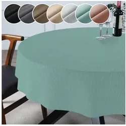 ANRO Tischdecke Hochwertig Tischwäsche mit Beschichtung (Einzelstück 1-tlg), Premium TEFLON und 2-Fache Acryl Beschichtung grün Rund | Ø 100 cm x 100 cm x 100 cm