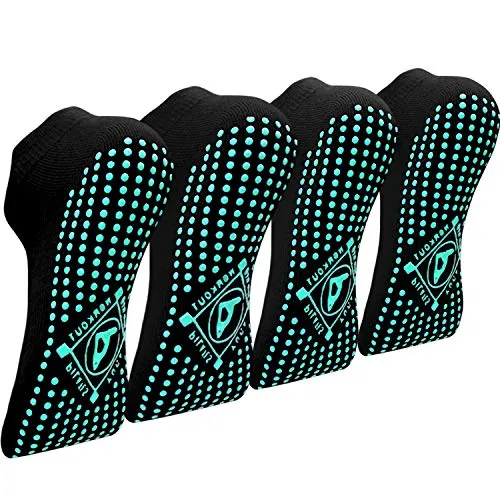 ELUTONG Yoga Socken Anti-Rutsch-Socken (4 Paare) für Damen Pilates, Barre, Tanz, Ballett, Kampfsport, Trampolin, Yoga，Fitness, Krankenhaus, Reha, Heim- und Körperbalance EU 35-40