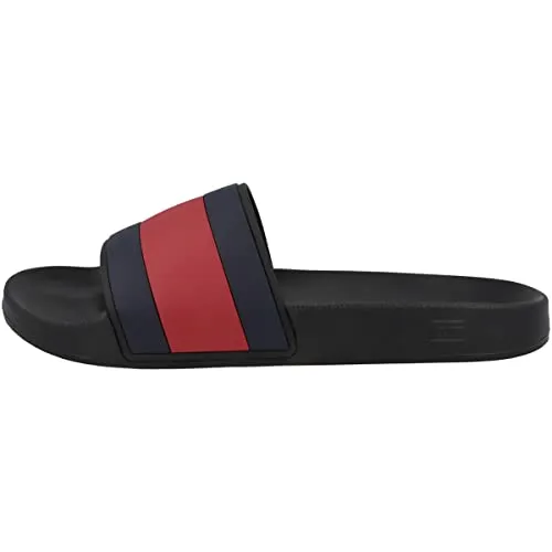 Tommy Hilfiger Herren Badeschuhe Rubber TH Flag Pool Slide - Wanderschuhe mit coolem Color Block-Design, bequemem Fußbett und hochwertigem Material aus 85% Naturgummi - ideal für Urlaub und Alltag.