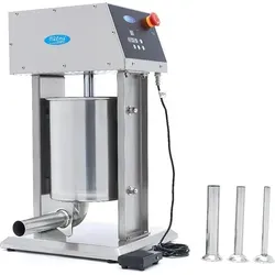 Maxima Gastro Wurstfüller 10 l - Automatisch & Digital - Professioneller, automatischer Wurstfüller mit 10 l Kapazität. Ideal für schnelles Füllen und effiziente Handhabung dank Fußpedal und digitaler Geschwindigkeitsanzeige. Aus Edelstahl, leicht zu reinigen und hygienisch.