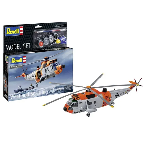Revell Westland Sea King Mk. 41 Bausatz 1:72 - Detailierter 1:72 Modellbausatz des Westland Sea King Mk. 41 Hubschraubers. Ideal für Modellbau-Enthusiasten, unbemalt und bereit zur individuellen Gestaltung.