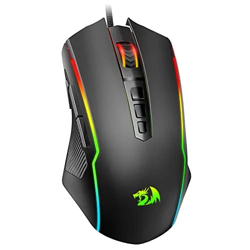 REDRAGON M910-K Ranger Gaming Maus - Ergonomische Gaming Maus mit präzisem PixArt PMW3104-Sensor. 9 programmierbare Tasten, RGB-Beleuchtung und langlebige Mikroschalter für intensives Gaming-Erlebnis.