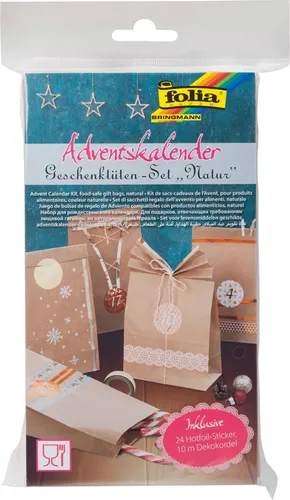 folia Adventskalender "Papiertüten natur" braun