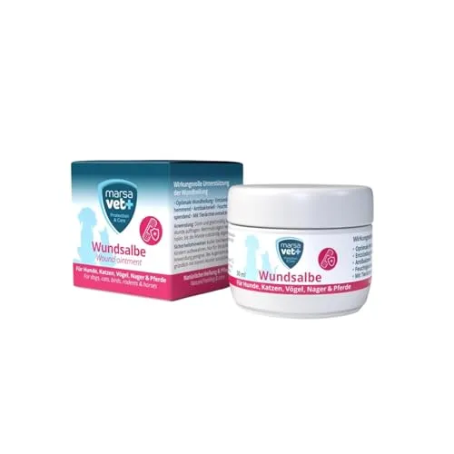 Marsavet+ 30ml Wundsalbe für Hunde, Katzen, Vögel, Nagetiere, Pferde und mehr. Zink, Propolis, Hyaluron und D-Panthenol - fördert die Heilung und verhindert Hautentzündungen. Premium-Qualität.