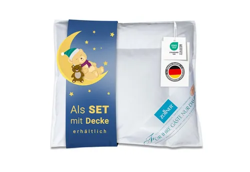 ZOLLNER Kopfkissen 35x40 cm, 90% Daunen, 10% Federn - Hochwertiges Kissen für Kinder mit atmungsaktiver Füllung, die perfekten Schlafkomfort bietet und bis 60°C waschbar ist – ideal für ein entspanntes Schlaferlebnis.