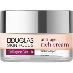 Douglas Collection Collagen Youth Anti-Age Rich Cream 50 ml - Nachtpflege für reife Haut, bekämpft effektiv Anzeichen der Hautalterung mit wertvollem Kollagen und spendet langanhaltende Feuchtigkeit für ein jugendlich strahlendes Aussehen.