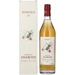 Marolo Grappa Amarone 0,7l 45% - Edler Tresterbrand - Tresterbrand mit intensiven Aromen, perfekt für Genießer und ideal als Digestif nach dem Essen.