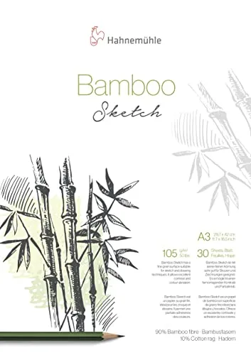 Hahnemühle Bamboo Skizzenblock, nachhaltiger Zeichenblock, 105 g/m², 30 Blatt, DIN A3