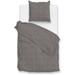 HNL Flanell-Bettwäsche-Set Grau 155x220 cm - Weiches Flanell-Bettwäsche-Set für erholsame Nächte. Enthält Bettbezug und Kissenbezug, ideal für Komfort und Wärme.