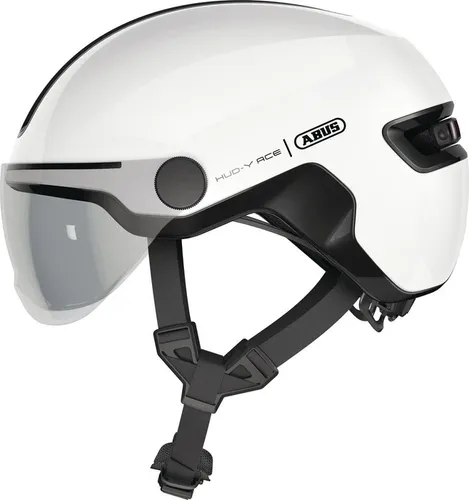 ABUS Stadthelm HUD-Y ACE - stylischer Fahrradhelm mit LED-Rücklicht - Fahrradhelme für Damen und Herren, mit hochschiebarem Visier und magnetischem, aufladbarem LED-Rücklicht für optimale Sichtbarkeit und Sicherheit im Stadtverkehr.
