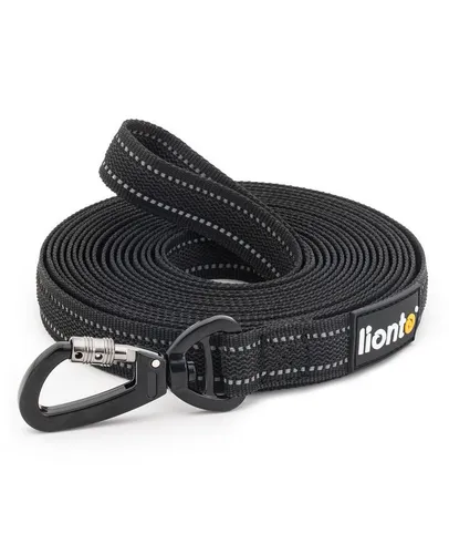lionto Reflektierende Schleppleine 5 m, Gummiert, Nylon, Schwarz - Die lionto Schleppleine ist ideal für Training und Spaziergänge. Mit rutschfester Gummierung und reflektierenden Nähten bietet sie Sicherheit und Komfort, auch bei Nässe. Robuste Verarbeitung für Hunde aller Größen.