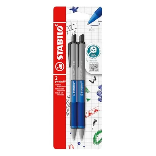 STABILO - Druck-Kugelschreiber - pointball colorful - 2er Pack - ultramarinblau