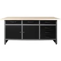 ONDIS24 Werkbank Karsten Set - schwarz - Hochwertige Hobbywerkbank mit 6 Schubladen, 2 Türen und verstellbaren Füßen, belastbar bis 510 kg. Ideal für kreative Projekte und effizientes Arbeiten.