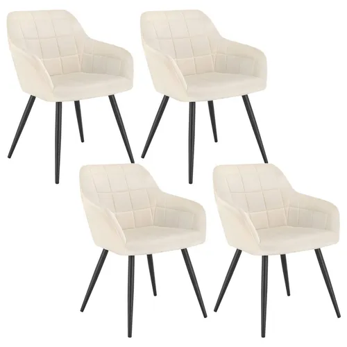 WOLTU Esszimmerstühle 4er Set mit Armlehnen - Esszimmerstühle aus Samt mit ergonomischem Design, ideal für Komfort und Unterstützung in jedem Raum, inklusive rutschfester Pads für Bodenschutz.
