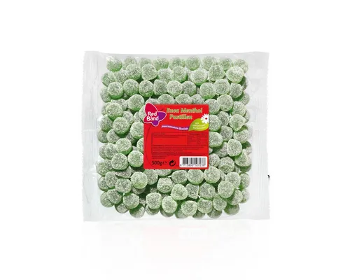 Red Band Euca Menthol Pastillen 500g – Extrastarker Genuss - Genießen Sie die Red Band Euca Menthol Pastillen mit intensivem Eukalyptus-Menthol-Aroma. Diese gezuckerten Fruchtgummi-Drops bieten eine angenehme Konsistenz und langanhaltende Frische – perfekt für jeden Moment!