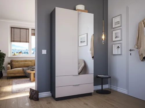 Magnolia Home Schuhschrank Castello-L mit Spiegeltür - Geräumiger Schuhschrank mit Spiegeltür für 30 Paar Schuhe, ausgestattet mit sanften Softclose-Schubladen. Hochwertige Materialien und modernes Design – ideal für jeden Flur!
