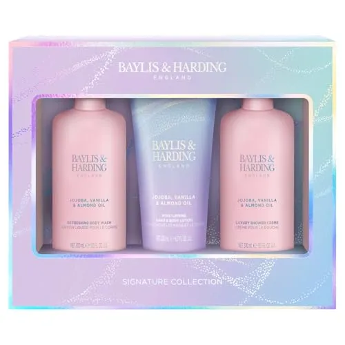 Baylis & Harding Jojoba, Vanilla & Almond Oil Geschenkset - Hautpflegesets für Damen, vereint feuchtigkeitsspendendes Mandelöl mit wohltuenden Dusch- und Pflegeprodukten für samtweiche Haut. Ideal als Geschenk!