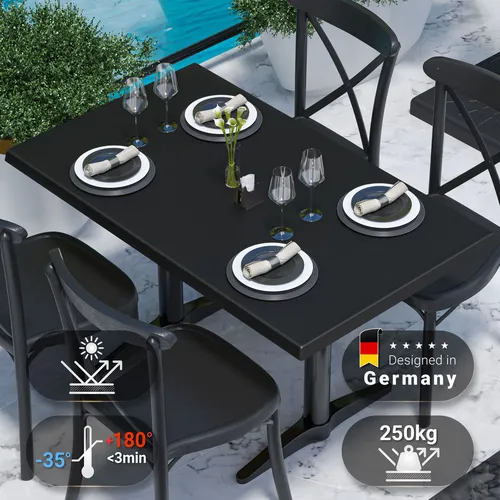 JAMAIKA Bistro Außen Tischplatte 120x70 cm Schwarz - Vielseitige Bistro Tischplatte für Gastronomie und Garten. Hochwertige Materialien sorgen für Langlebigkeit und Eleganz im Innen- und Außenbereich. Ideal für Restaurants, Bars und Cafés.