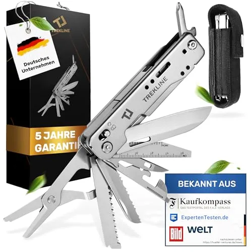 TREKLINE Premium Multitool Werkzeug aus rostfreiem Edelstahl – 13 Funktionen für Outdoor & Camping - Entdecke das vielseitige 13-in-1 Multitool aus robustem Edelstahl. Ideal für Camping, Angeln und Abenteuer – kompakt, tragbar und langlebig. Perfektes Geschenk für Outdoor-Enthusiasten!