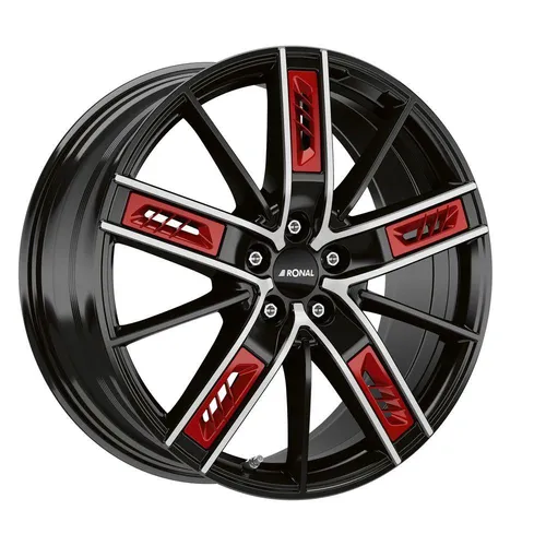 RONAL R67 RED LEFT 8.0Jx18 Alufelge jetblack - Hochwertige Alufelge mit 5 Löchern, ideal für sportliche Fahrzeuge. Die RONAL R67 kombiniert modernes Design mit robuster Bauweise für einen stilvollen Auftritt.