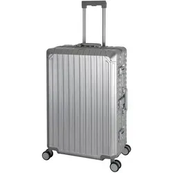 Travelhouse Hartschalen-Trolley Tokyo mit 4 Rollen - Robuster Koffer aus Aluminium mit TSA Zahlenschloss, ideal für sicheres Reisen. 360° Leichtlaufrollen und ergonomische Griffe sorgen für optimalen Komfort.
