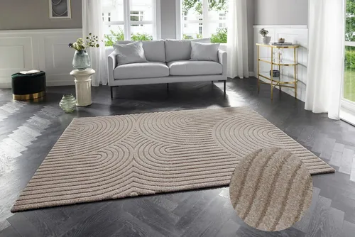 ELLE DECORATION Designteppich Panglao, rechteckig, 14 mm Höhe - Kurzflor-Teppich in modernem Hoch-Tief-Effekt, ideal für das Wohnzimmer, pflegeleicht und schmutzabweisend, bringt stilvolle Akzente in jeden Raum.