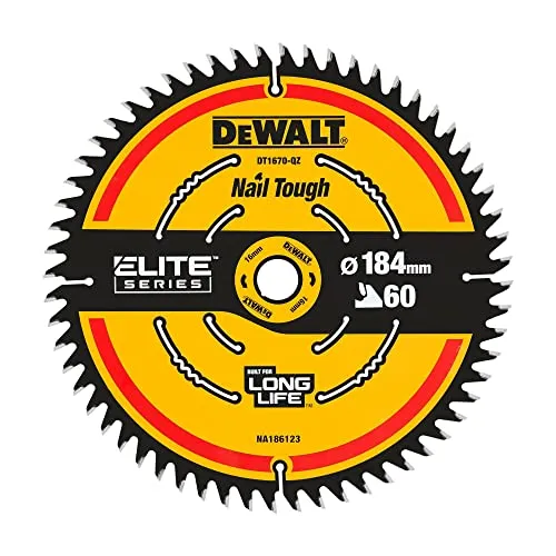 Dewalt Elite Kreissägeblatt DT1670 - Kreissägeblätter für extra feine Schnitte, ultra-scharfe Hartmetall-Zähne mit Nail Tough für hohe Langlebigkeit und nahezu ausrissfreie Ergebnisse.