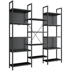 Coemo Regalwand Chicago, Schwarz, Metall, 24x166x158 cm - Moderne Regalwand Chicago aus robustem Metall mit 14 offenen Fächern. Ideal für Bücher, Deko und Pflanzen. Perfekte Lösung für Wohnzimmer, Büro oder Schlafzimmer.