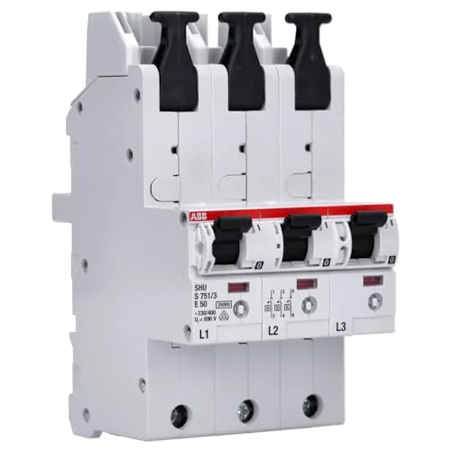 ABB S751/3-E50 Haupt-Sicherungsautomat S750 - Selektiver Haupt-Sicherungsautomat für höchste Anlagenverfügbarkeit, ideal für Niederspannungs-Hauptverteilungen. Zertifiziert nach DIN VDE, laienbedienbar und mit integrierter Sperrmöglichkeit.