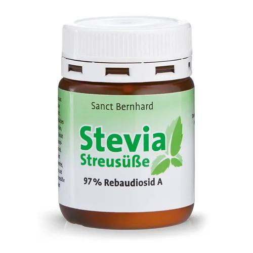 Sanct Bernhard Stevia Streusüße - 50 g - Zuckerersatz aus 100% natürlichen Stevioglycosiden, kalorienarm und ideal für Diabetiker. Perfekt zum Süßen von Speisen, Kochen und Backen.