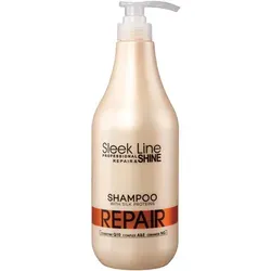 Stapiz Sleek Line Repair Shampoo 1L - Shampoo für geschädigtes Haar, angereichert mit Seidenproteinen für intensive Feuchtigkeit und Glanz. Ideal nach Färbe- und Dauerwellenbehandlungen. Inhalt: 1000 ml.