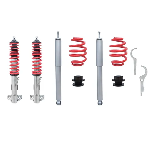 RedLine Gewindefahrwerk für BMW 3er E36 Compact + Z3 - Sport-Gewindefahrwerk mit verstellbarem Bereich für optimale Tieferlegung, inkl. Gutachten und Verstellschlüssel, ideal für Tuning und Fahrkomfort.