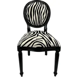 Casa Padrino Luxus Barock Esszimmer Stuhl Zebra / Schwarz - Handgefertigt - Eleganter Esszimmerstuhl im Barockstil, handgefertigt mit einzigartigem Zebra-Design, ideal für stilvolle Einrichtung.