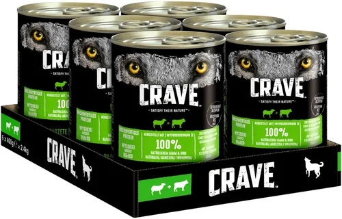 CRAVE CRAVE™ Hund Dose mit Lamm und Rind 6 x 400g, Nassfutter für: Hunde