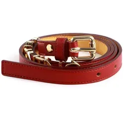 VALENTINO Emma Winter Belt W85 Rosso - kürzbar - Damen-Gürtel mit verstellbarem goldfarbenem Logo, perfekt für Alltag und besondere Anlässe, ein Must-Have für jede Garderobe!
