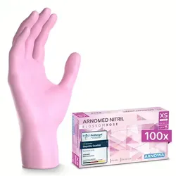 ARNOMED RAINBOW NITRIL BLOSSOM ROSE Nitrilhandschuhe rosa puderfrei, VE 100 Stück 6/XS