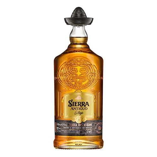 Sierra Antiguo Añejo Tequila 40% Vol. 0,7l - Premium Tequila mit 40% Vol., 18 Monate gereift in Eichenfässern für unverwechselbaren Geschmack und Aroma, perfekt für besondere Anlässe.