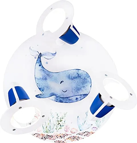 3er Spot Rondell "Paul Pottwal", 230V, E14, max 3 x 40 W - Kinderlampen mit maritimen Design, ideal für die kreative und gemütliche Beleuchtung im Kinderzimmer.