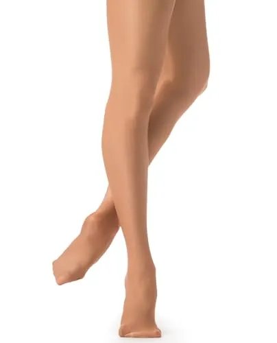 Danskin Damen Shimmery Footed Tight, Toast, 2X - Elegante Danskin Tanzstrumpfhose mit Fuß aus einer bequemen Nylon/Spandex-Mischung. Ideal für Tanz und Freizeit, bietet sie einen dezenten Glanz und eine rollfreie Taille für optimalen Tragekomfort.