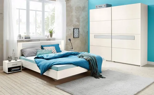 Bett "Petra/Pamela", weiß/weißglas - Elegantes Design für Ihr Schlafzimmer - Wimex Bett "Petra/Pamela", modernes Design mit weißem Finish und Glasakzenten, ideal für stilvolle Schlafzimmer.