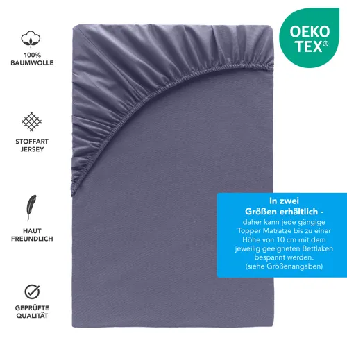Topper Spannbettlaken 100% Baumwolle Spannbetttuch verschiedene Größen & Farben