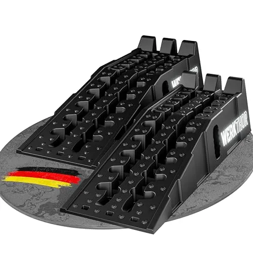 WERKTHOR Auto Auffahrrampen 2er Set bis 5t - Auffahrrampen für jeden Untergrund, aus robustem Kunststoff, mit einer Tragkraft von bis zu 5 Tonnen – ideal für PKW und Nutzfahrzeuge.